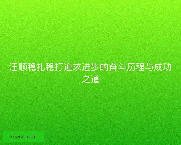 汪顺稳扎稳打追求进步的奋斗历程与成功之道